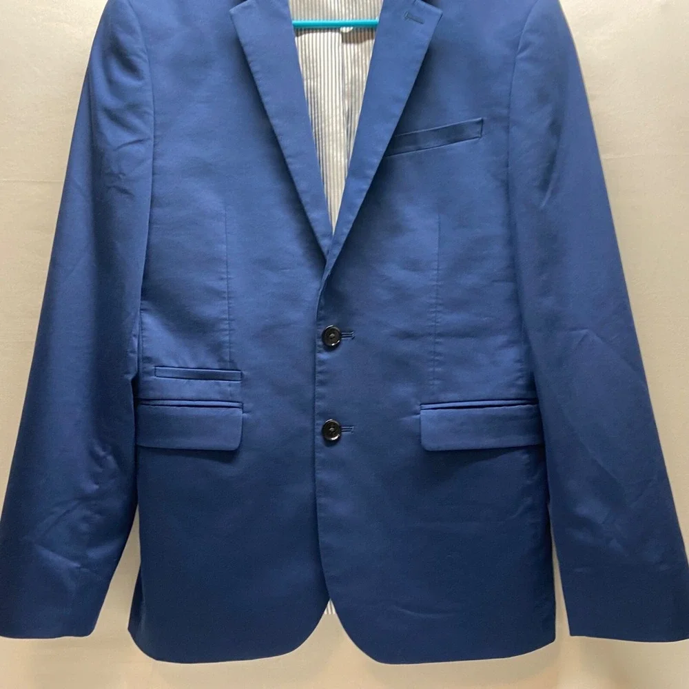 Express Blazer Suit Jacket Men's Medium Navy Blue 2 Button Slim Fit Top Coat EUC